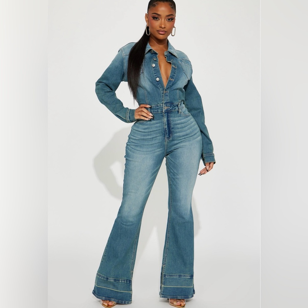 Playing Games Denim Jumpsuit - Denim